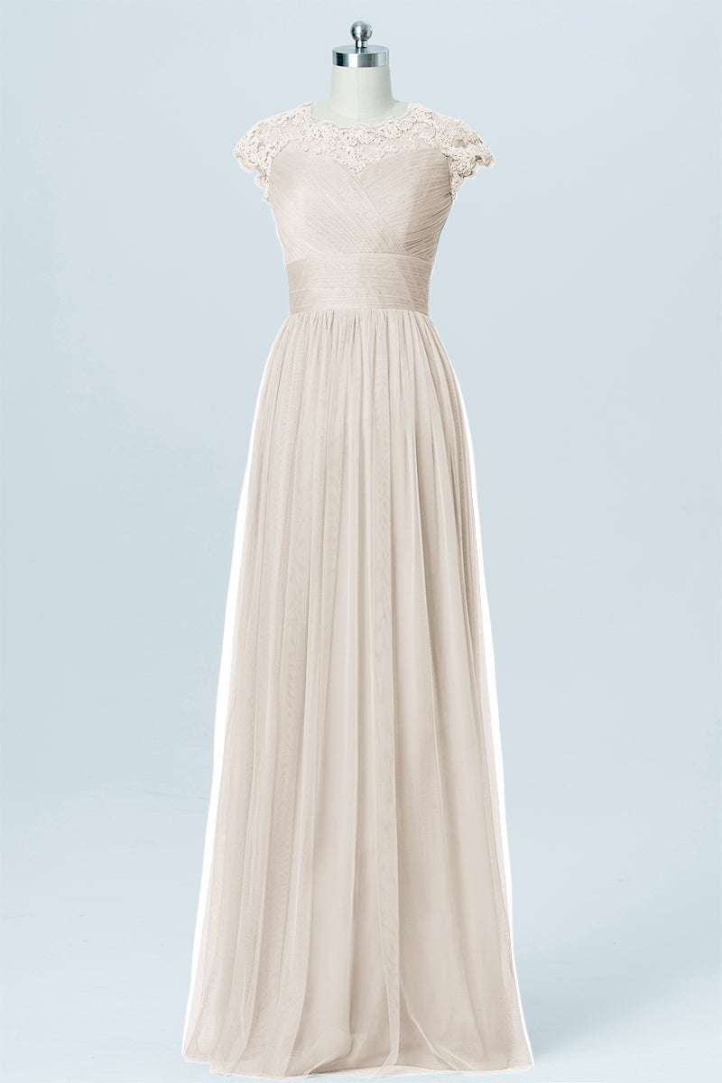bridesmaid dress sheer neckline Sheer Neck Short Sleeves Sheath Taupe Mother Of The Bride Dress