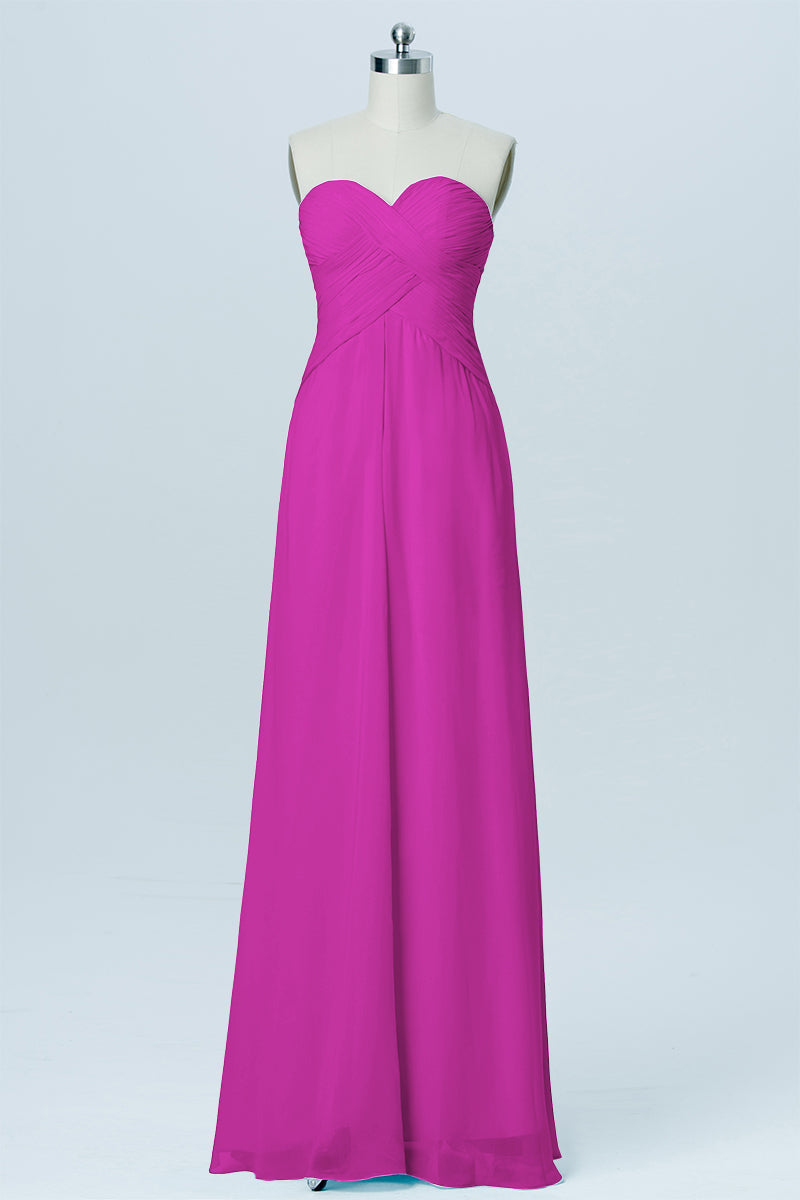 Chiffon Column Sweetheart Sleeveless Bridesmaid Dress-B03024