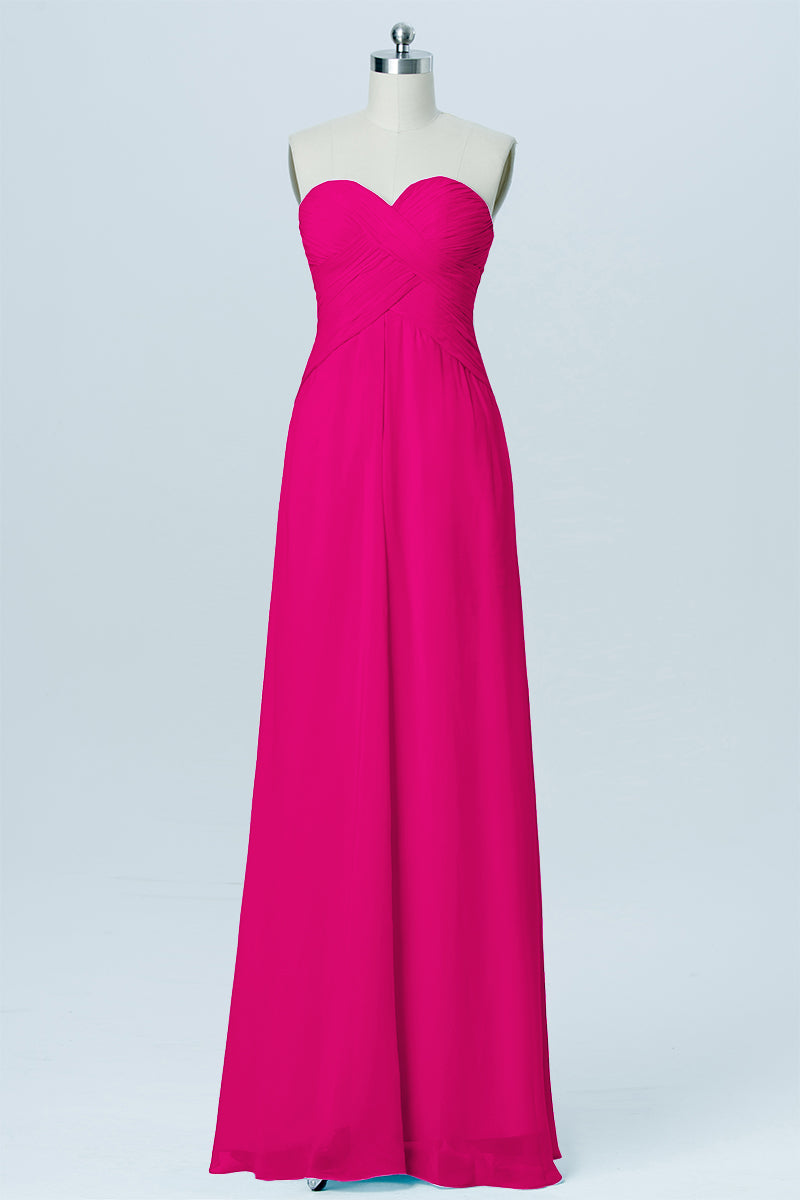 Chiffon Column Sweetheart Sleeveless Bridesmaid Dress-B03024
