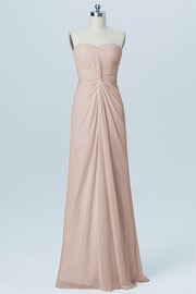 Chiffon Column Sweetheart Sleeveless Bridesmaid Dress-B03026