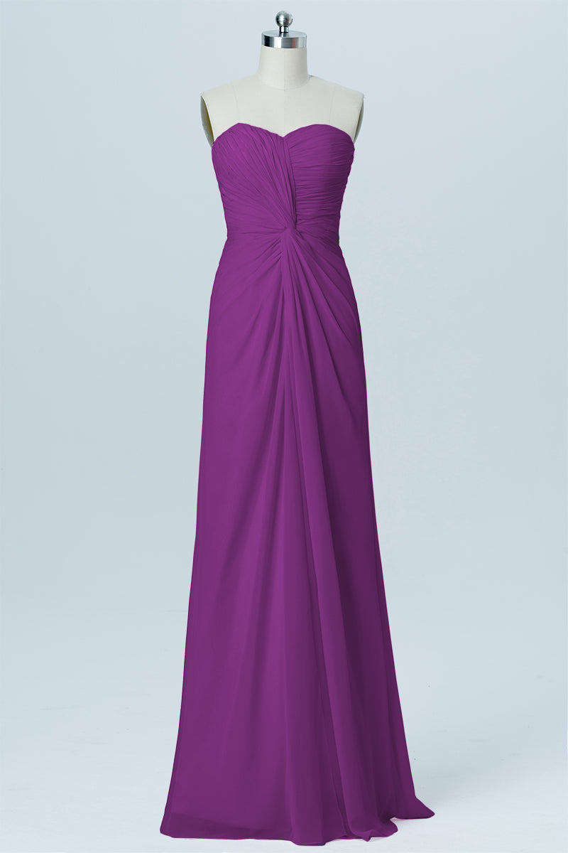 Chiffon Column Sweetheart Sleeveless Bridesmaid Dress-B03026
