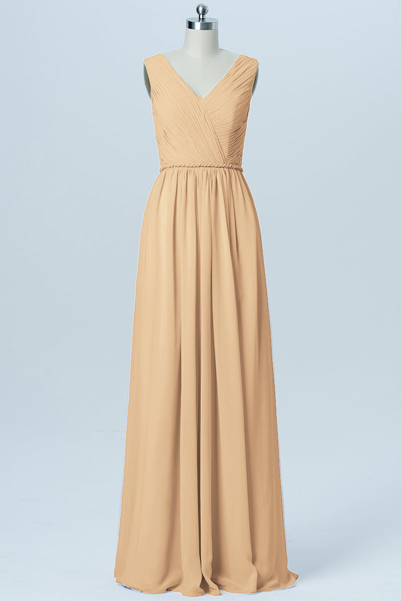 Chiffon V-Neck Sleeveless Bridesmaid Dress| Plus Size | 60+ Colors KF Bridal Chiffon V-Neck Sleeveless Bridesmaid Dress| Plus Size | 60+ Colors KF Bridal