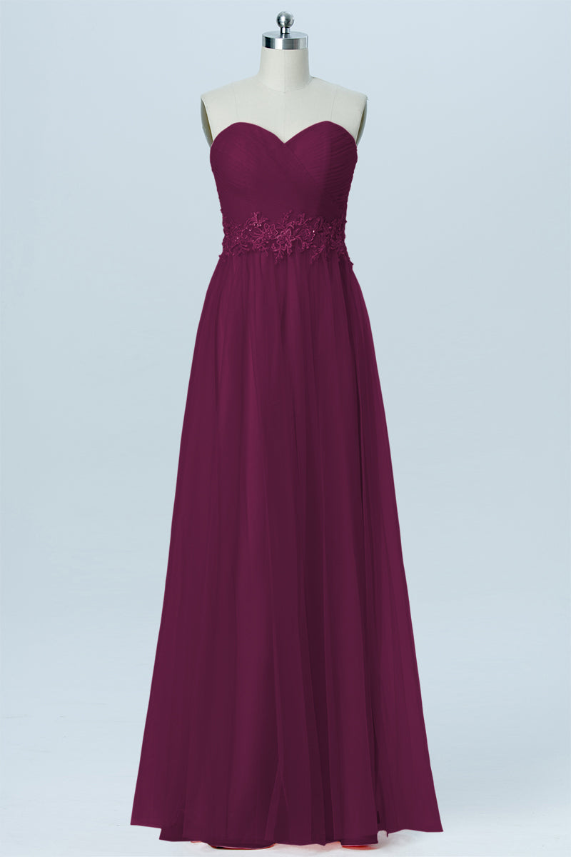 Lace Column Strapless Sleeveless Bridesmaid Dress-B03031