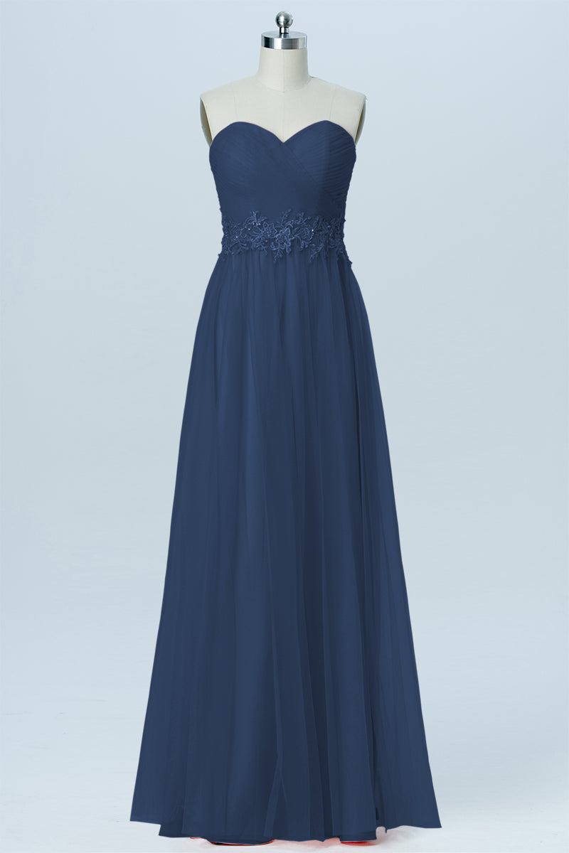 Lace Column Strapless Sleeveless Bridesmaid Dress-B03031