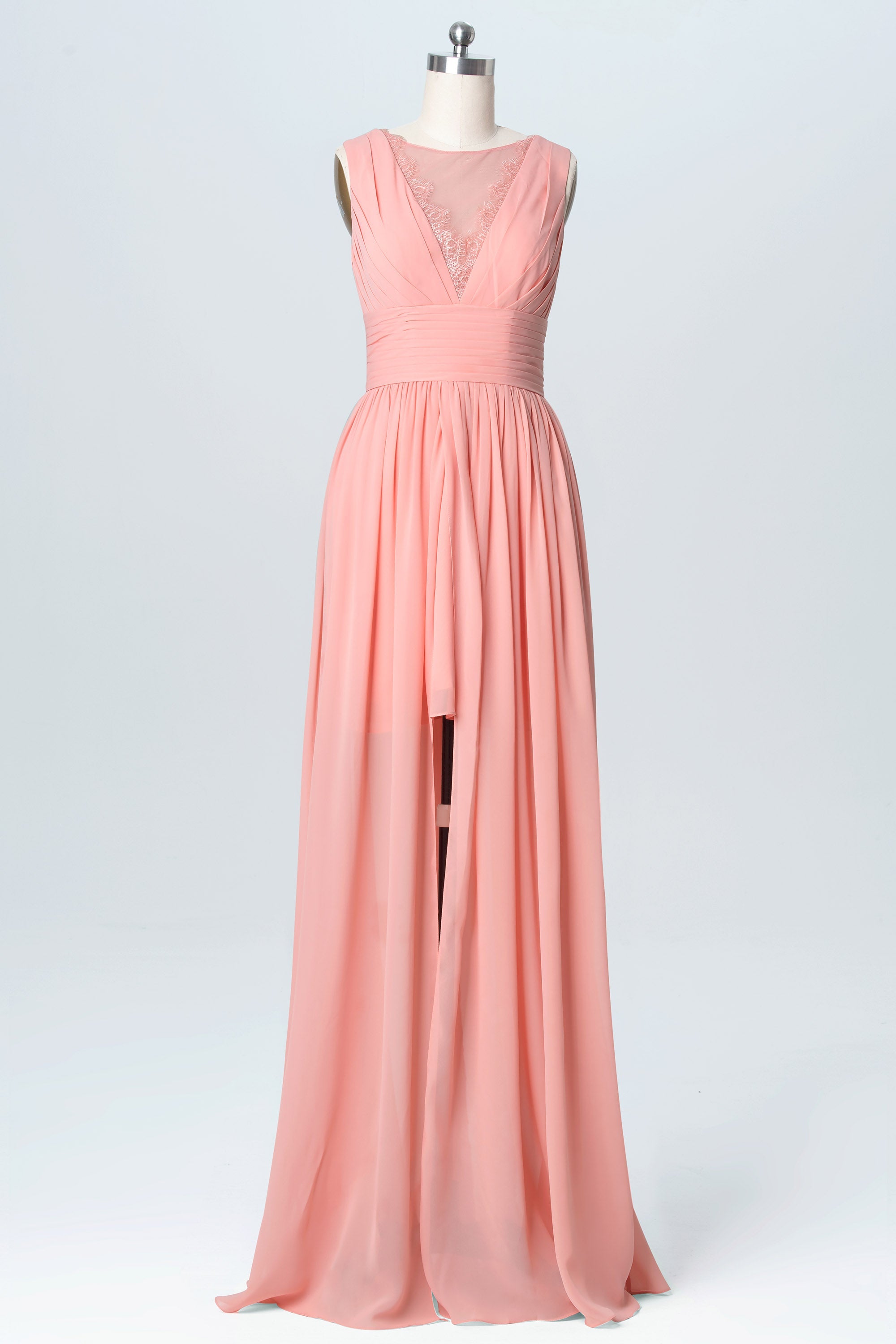 Chiffon V-Neck Sleeveless Bridesmaid Dress| Plus Size | 60+ Colors