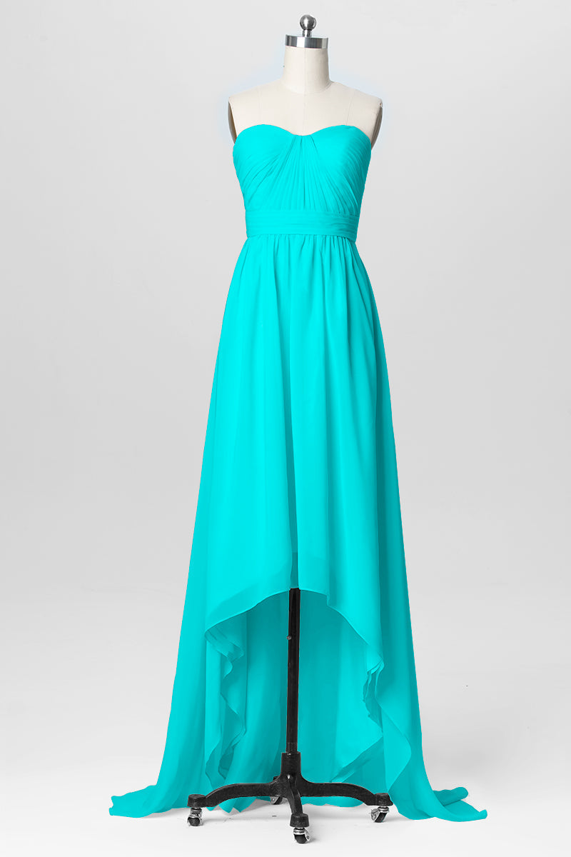 Chiffon Column Strapless Sleeveless Bridesmaid Dress-B03040
