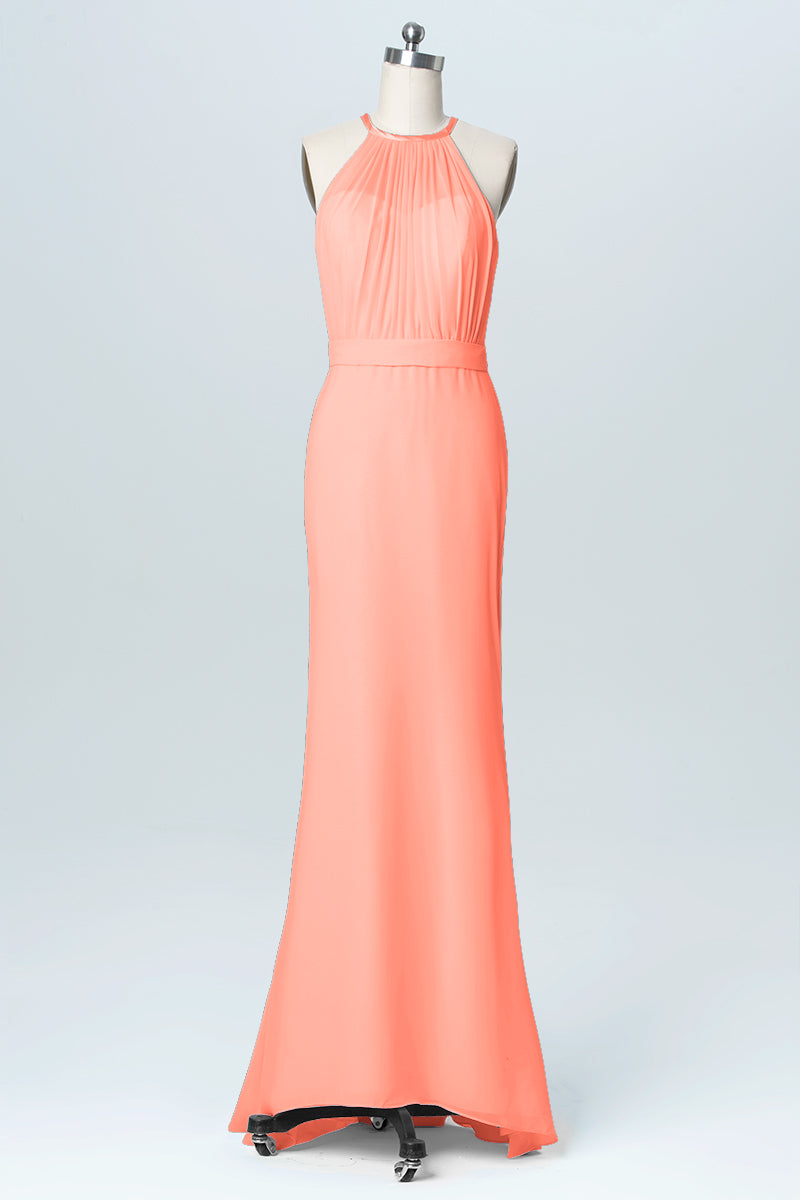 Chiffon Halter Sleeveless Bridesmaid Dress| Plus Size | 60+ Colors KF Bridal Chiffon Halter Sleeveless Bridesmaid Dress| Plus Size | 60+ Colors KF Bridal