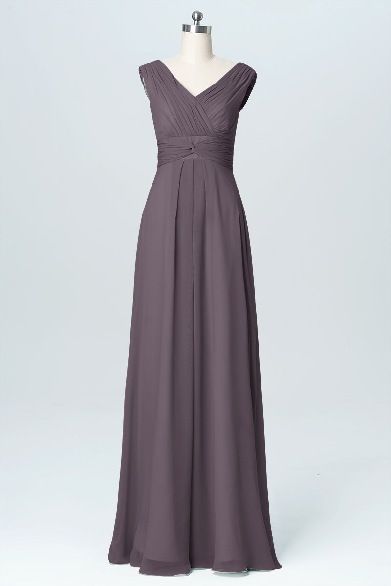 Chiffon V-Neck Sleeveless Bridesmaid Dress| Plus Size