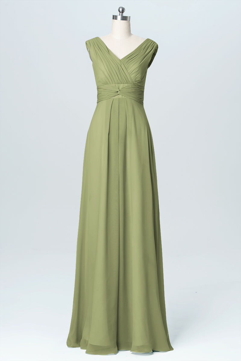 Chiffon V-Neck Sleeveless Bridesmaid Dress| Plus Size