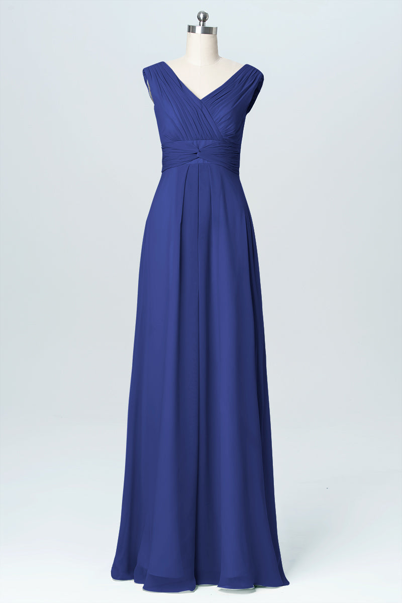 Chiffon V-Neck Sleeveless Bridesmaid Dress| Plus Size Chiffon V-Neck Sleeveless Bridesmaid Dress| Plus Size