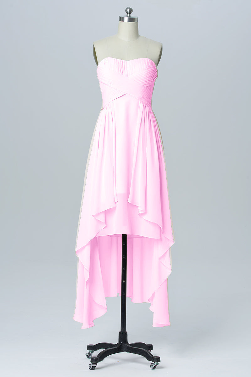 Chiffon Column Sweetheart Sleeveless Bridesmaid Dress-B03051