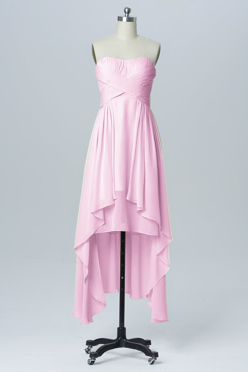 Chiffon Column Sweetheart Sleeveless Bridesmaid Dress-B03051