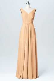 Chiffon Column V-Neck Sleeveless Bridesmaid Dress-B03059