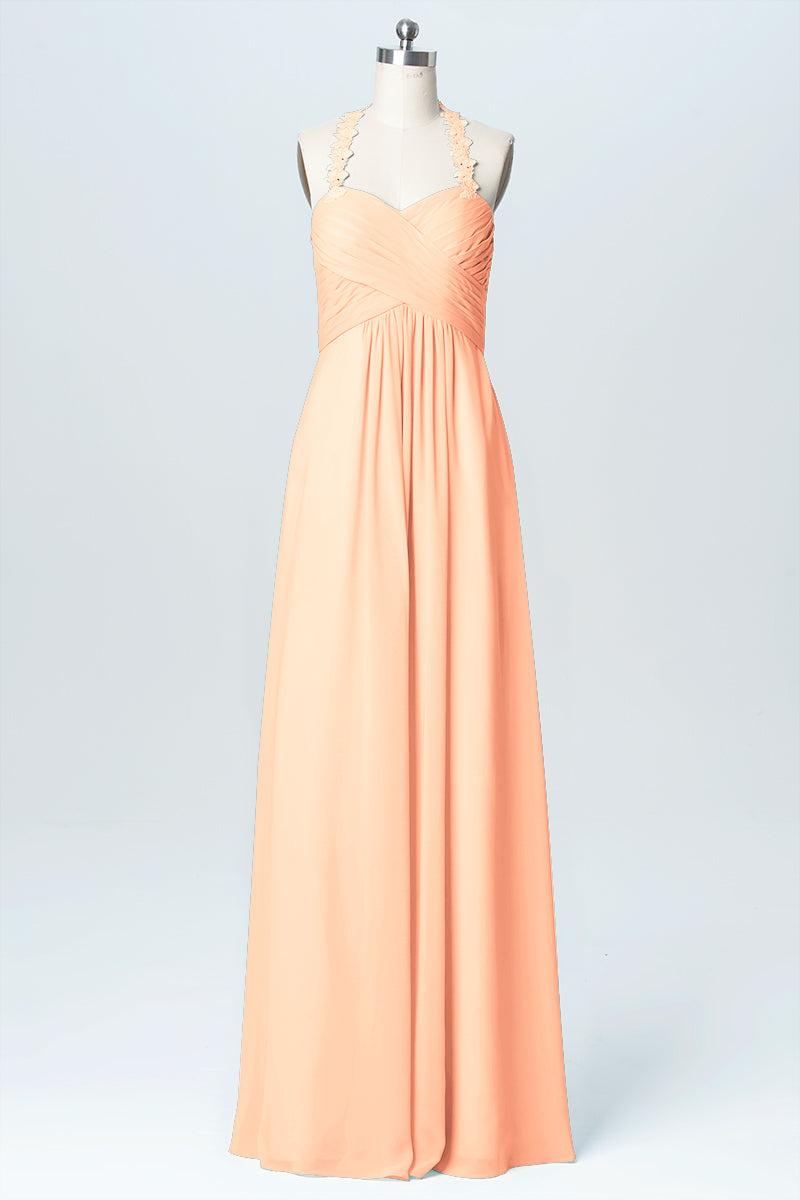 Lace Column Sweetheart Sleeveless Bridesmaid Dress-B03061