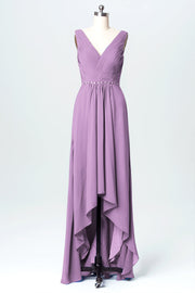 Chiffon Column V-Neck Sleeveless Bridesmaid Dress-B03071