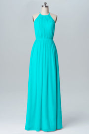Lace Column Halter Sleeveless Bridesmaid Dress-B03088