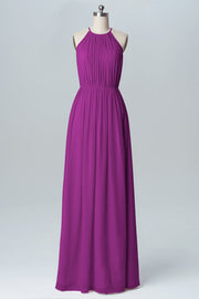 Lace Column Halter Sleeveless Bridesmaid Dress-B03088