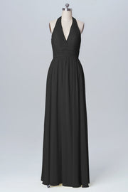 Chiffon Column Halter Sleeveless Bridesmaid Dress-B03091