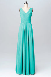 Chiffon Column V-Neck Sleeveless Bridesmaid Dress-B03097