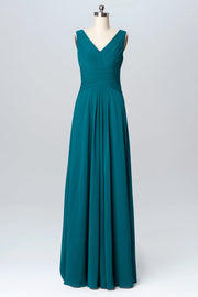 Chiffon Column V-Neck Sleeveless Bridesmaid Dress-B03097