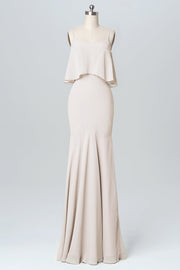Chiffon Mermaid Spaghetti Straps Sleeveless Bridesmaid Dress-B03107
