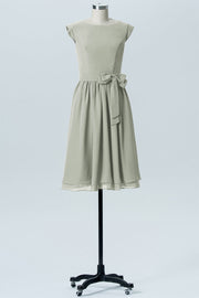 Chiffon A-line Scoop Neck Sleeveless Bridesmaid Dress-B03978