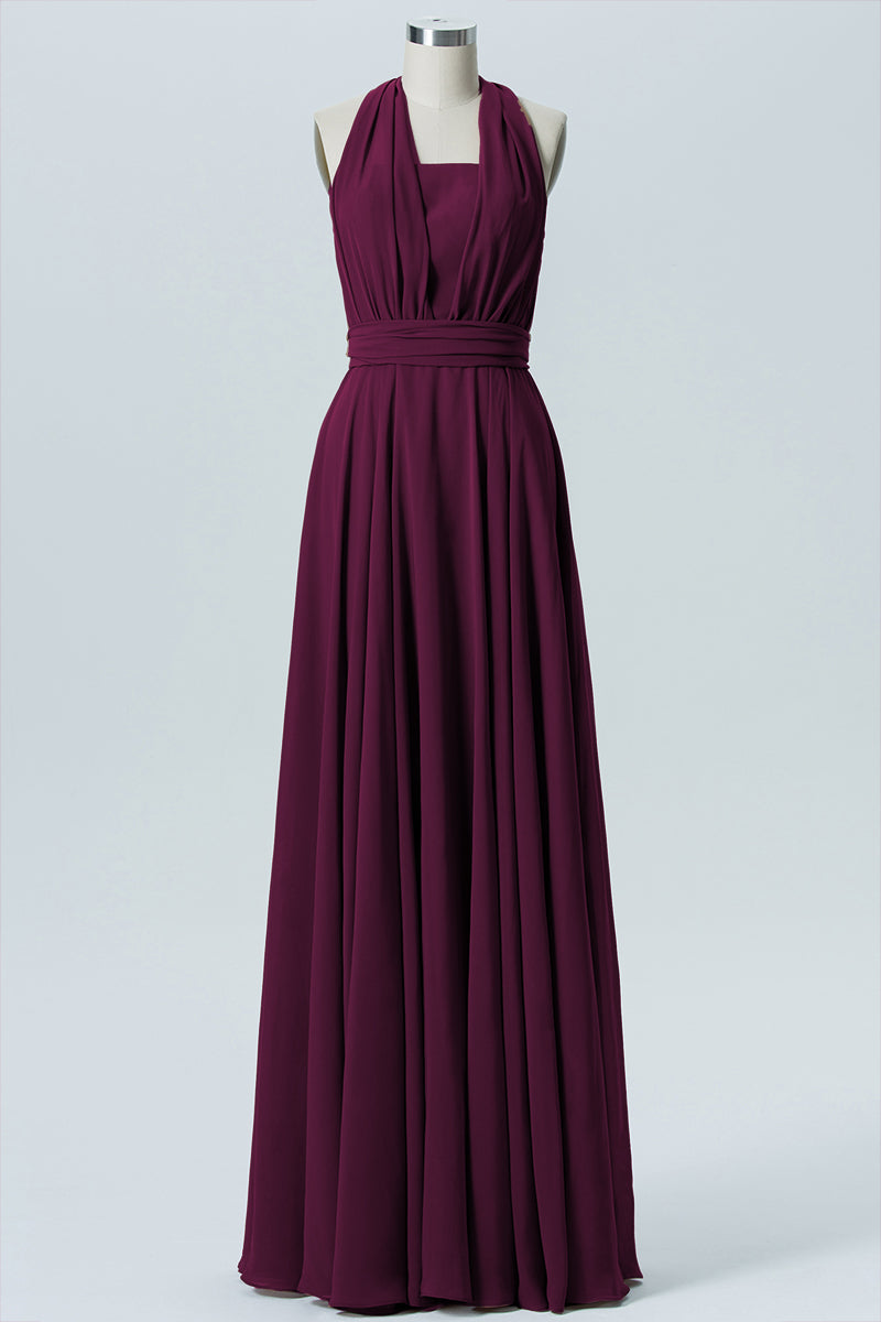 Chiffon A-line Convertible Sleeveless Bridesmaid Dress-B04979