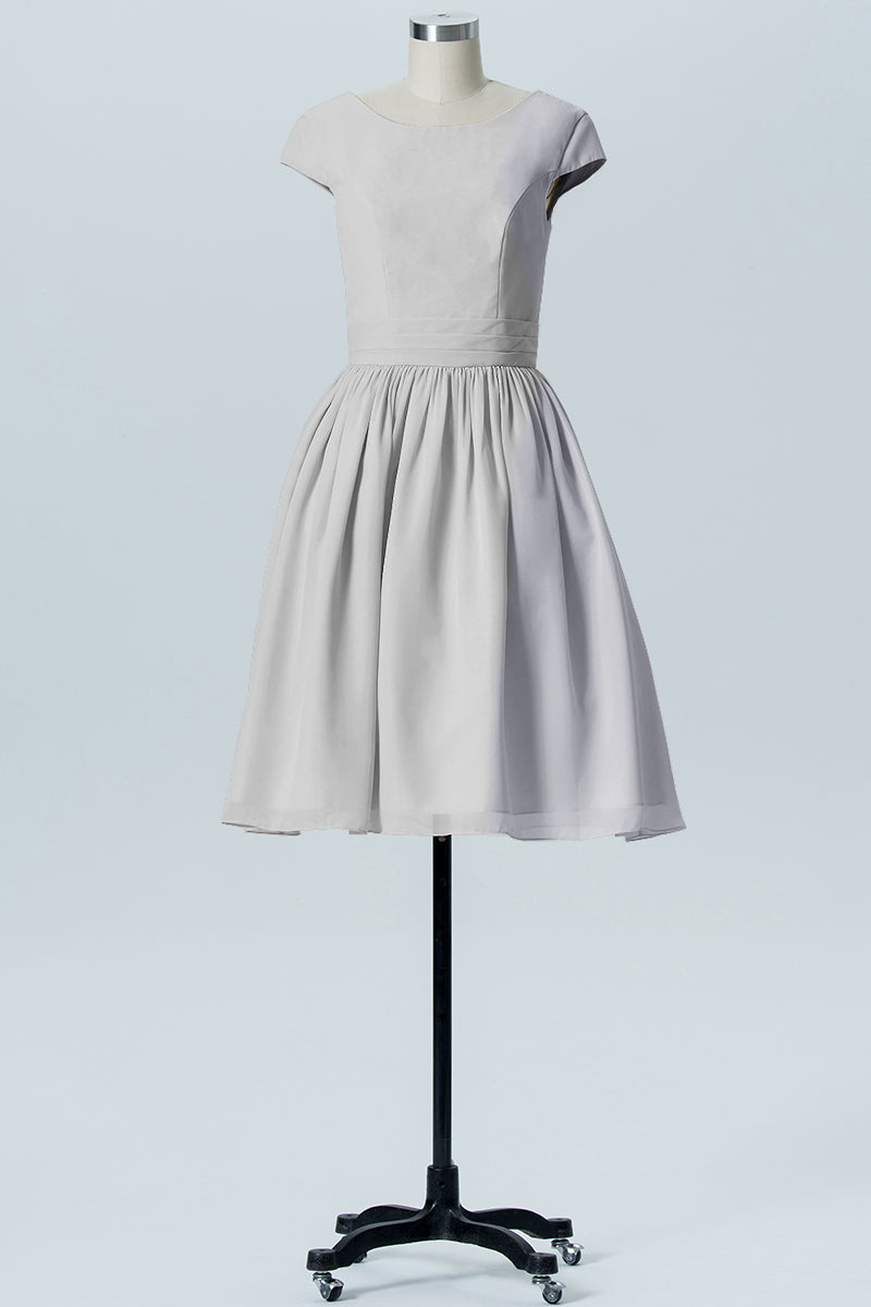 Chiffon A-line Scoop Neck Sleeveless Bridesmaid Dress-B06024