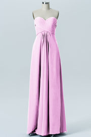 Chiffon Column Strapless Sleeveless Bridesmaid Dress-B07015