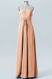 Chiffon Column Strapless Sleeveless Bridesmaid Dress-B07015