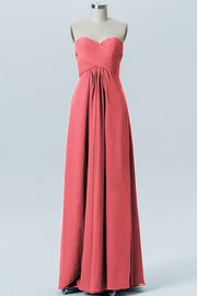 Chiffon Column Strapless Sleeveless Bridesmaid Dress-B07015