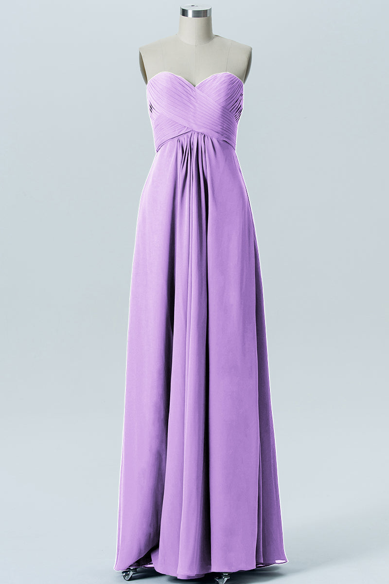 Chiffon Column Strapless Sleeveless Bridesmaid Dress-B07015