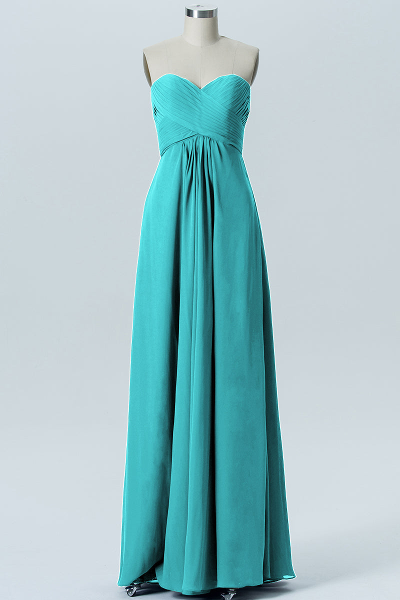 Chiffon Column Strapless Sleeveless Bridesmaid Dress-B07015