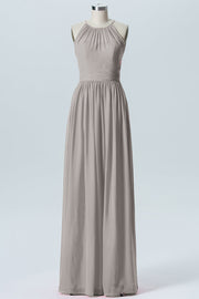 Chiffon Column Scoop Neck Sleeveless Bridesmaid Dress-B07029