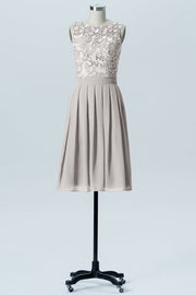 Lace Column Boat Neck Sleeveless Bridesmaid Dress-B07087