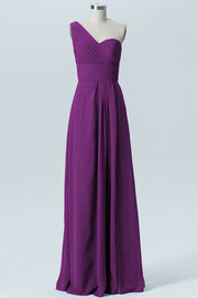 Chiffon A-line One Shoulder Sleeveless Bridesmaid Dress-B07635