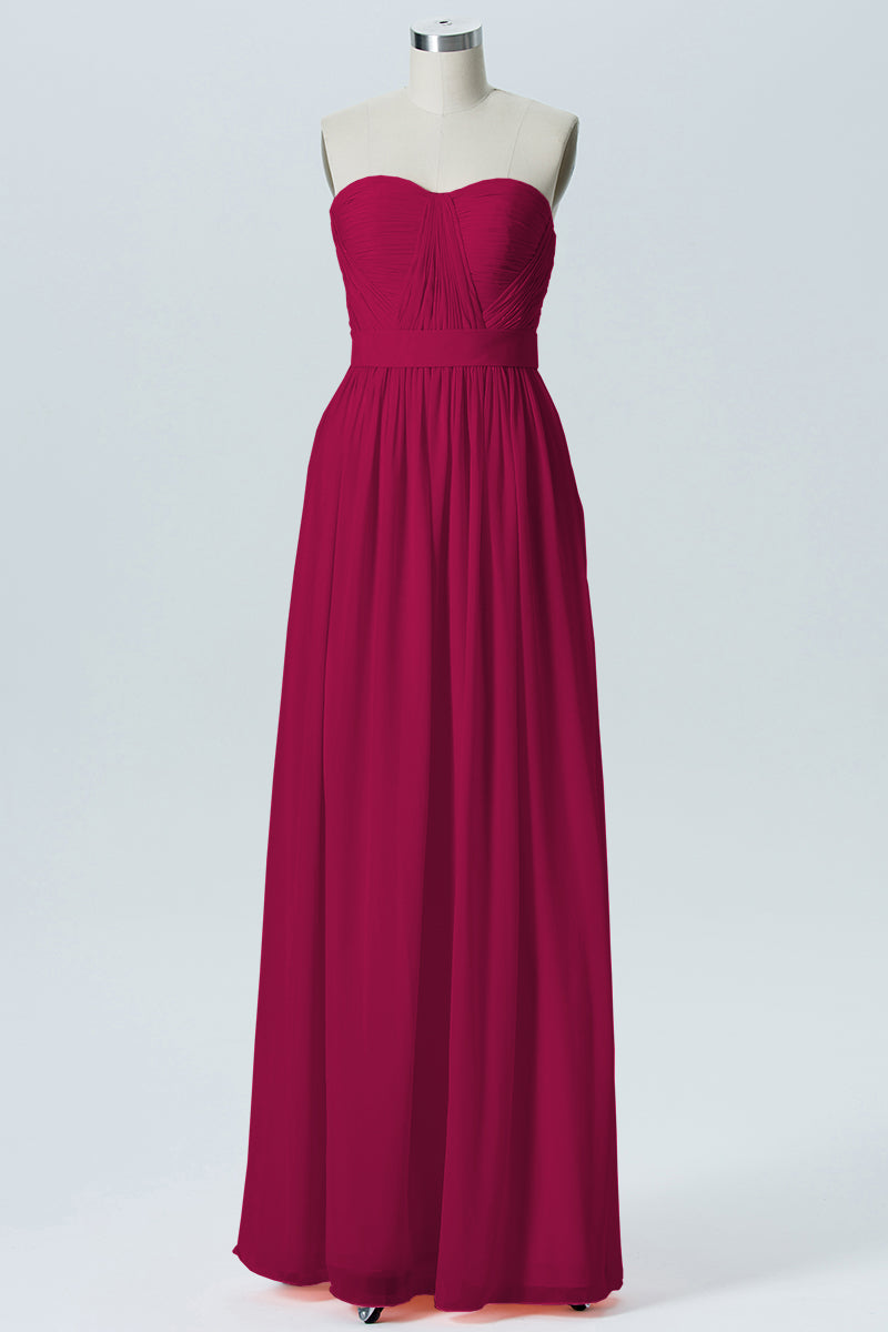 Chiffon A-line Strapless Sleeveless Bridesmaid Dress-B07640