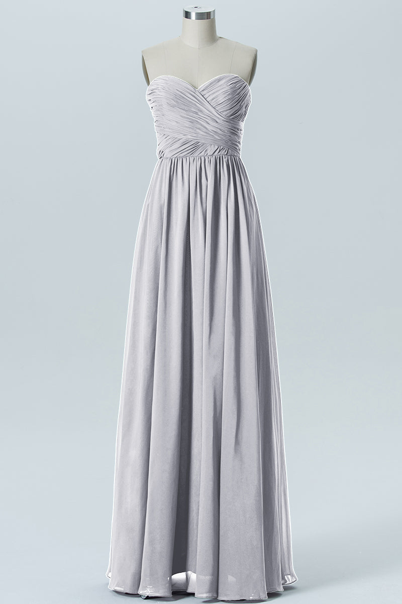 Chiffon Column Strapless Sleeveless Bridesmaid Dress-B07877