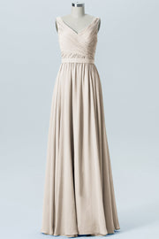 Chiffon Column Straps Sleeveless Bridesmaid Dress-B07879
