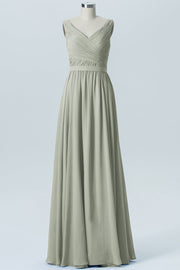 Chiffon Column Straps Sleeveless Bridesmaid Dress-B07879