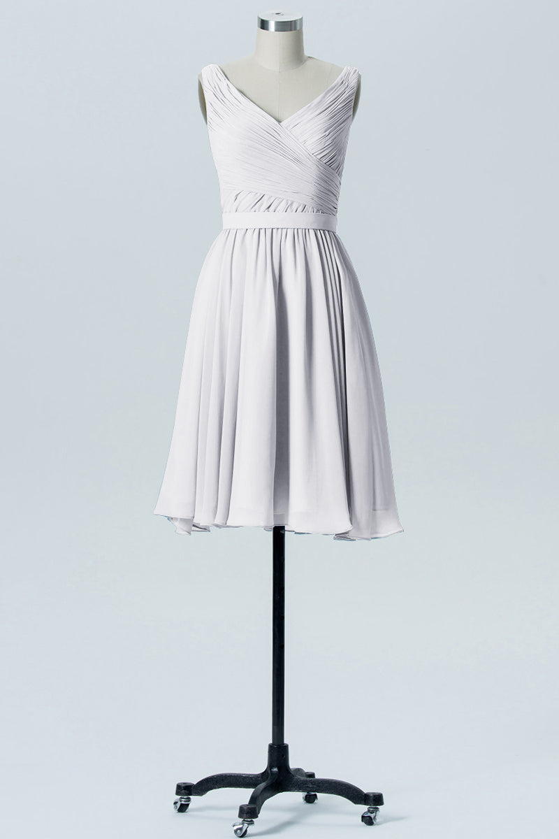 Chiffon Column Straps Sleeveless Bridesmaid Dress-B07880