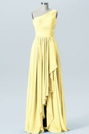 Chiffon A-line One Shoulder Sleeveless Bridesmaid Dress-B07900