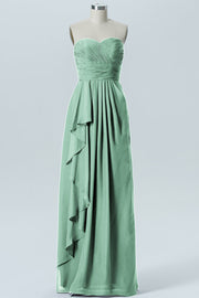 Chiffon Column Strapless Sleeveless Bridesmaid Dress-B07910