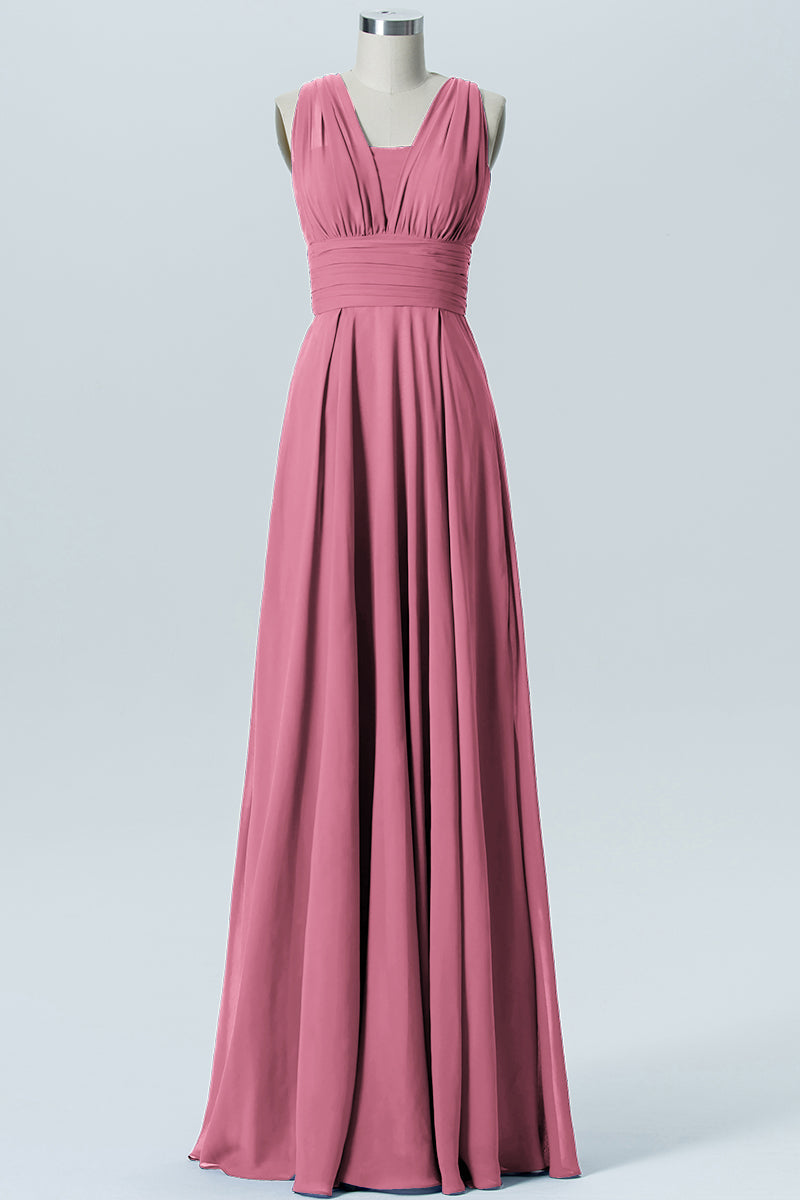 Chiffon One Shoulder Sleeveless Bridesmaid Dress| Plus Size