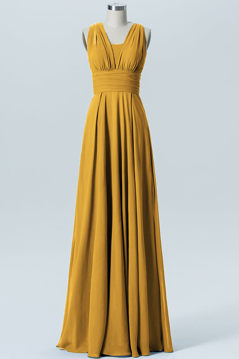 Chiffon One Shoulder Sleeveless Bridesmaid Dress| Plus Size