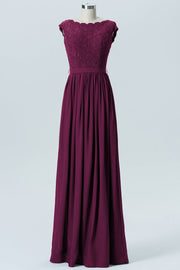 Lace Column Scoop Neck Sleeveless Bridesmaid Dress-B08227