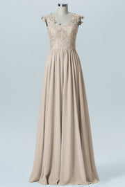 Lace Column V-Neck Sleeveless Bridesmaid Dress-B08232
