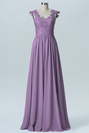 Lace Column V-Neck Sleeveless Bridesmaid Dress-B08232