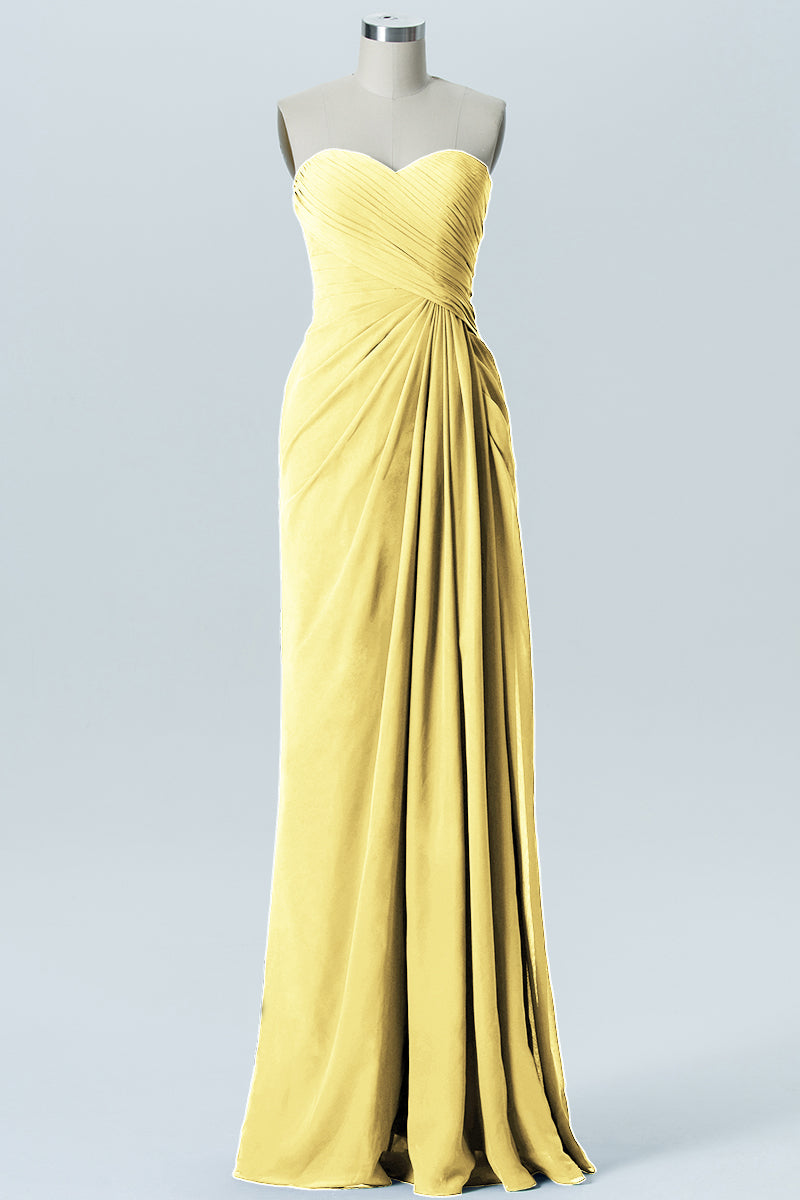 Chiffon Column Strapless Sleeveless Bridesmaid Dress-B08235
