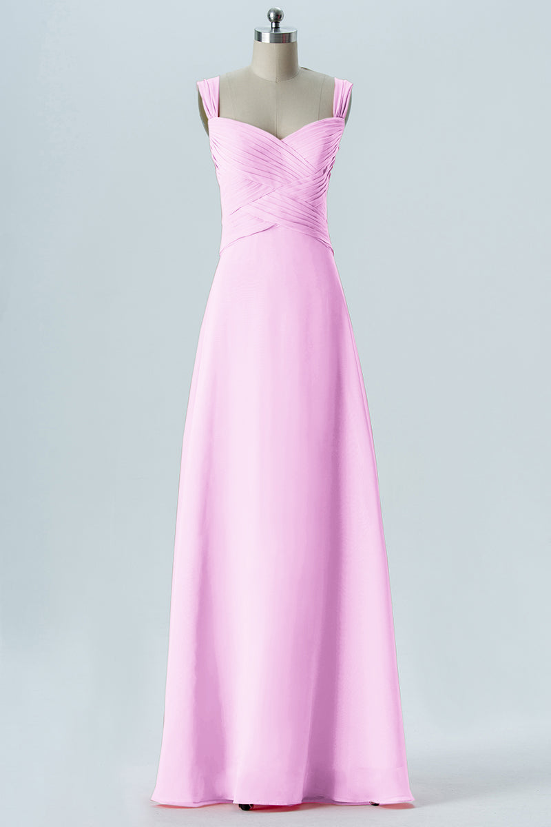 Chiffon Column Sweetheart Sleeveless Bridesmaid Dress-B08331